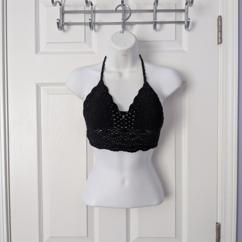 Black crocheted bralette
